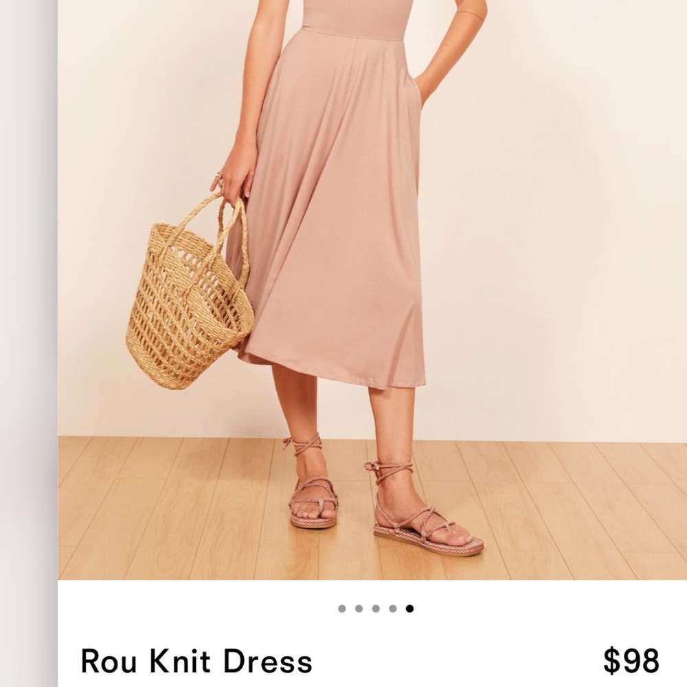 Reformation Blush Nude Square-Neck Midi Dress - Picture 7 of 7